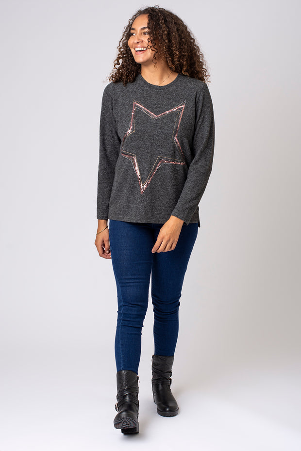 Brushed Sequin Star Top