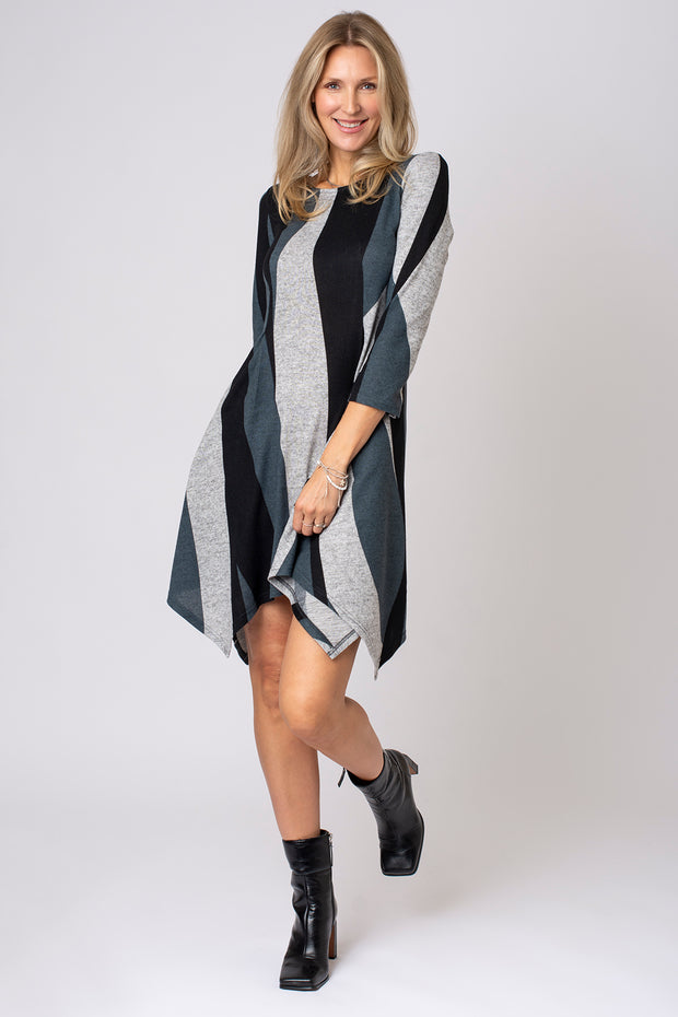 Brushed Wavy Hanky Hem Dress