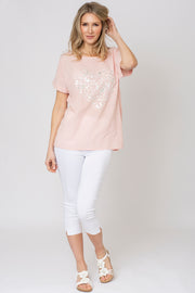 Butterfly Heart Slub Foil Print Top