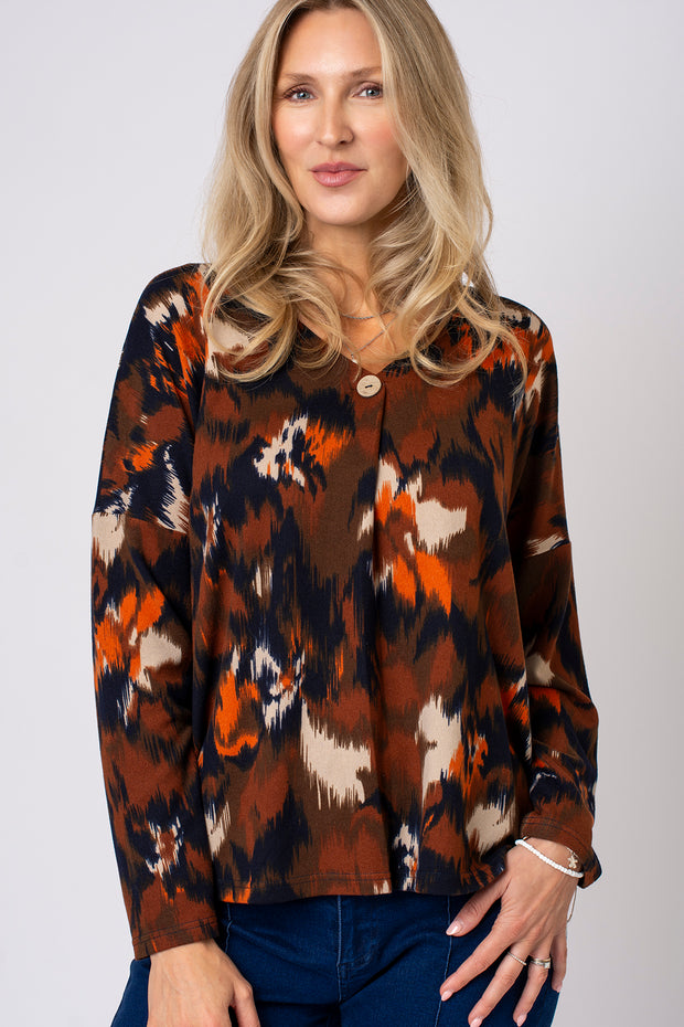 Button Pleat Brushed Top