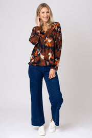 Button Pleat Brushed Top