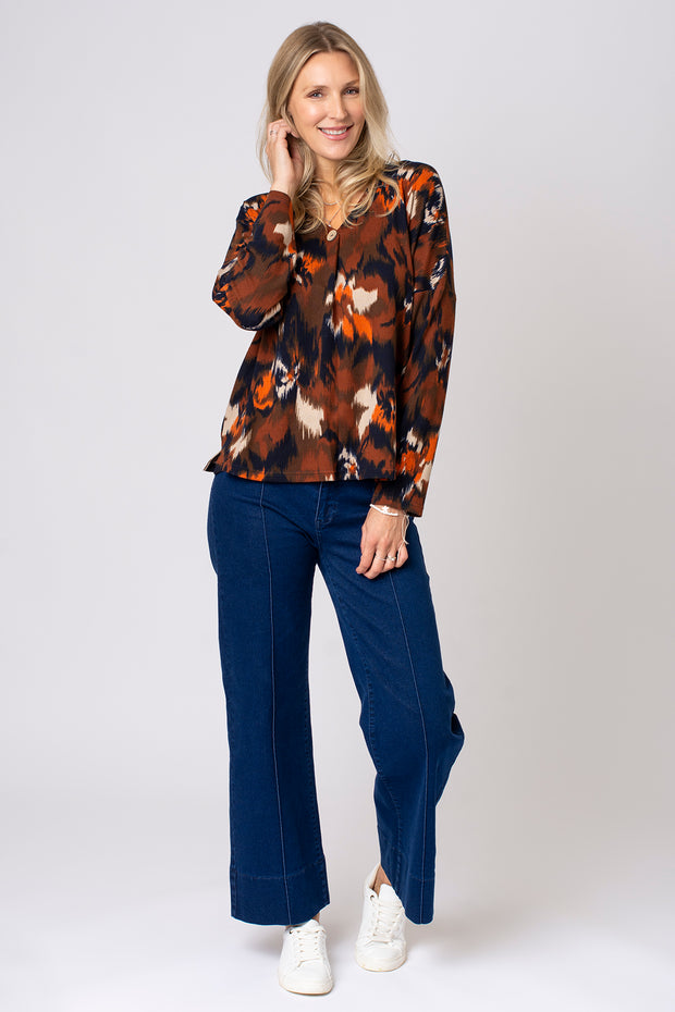 Button Pleat Brushed Top