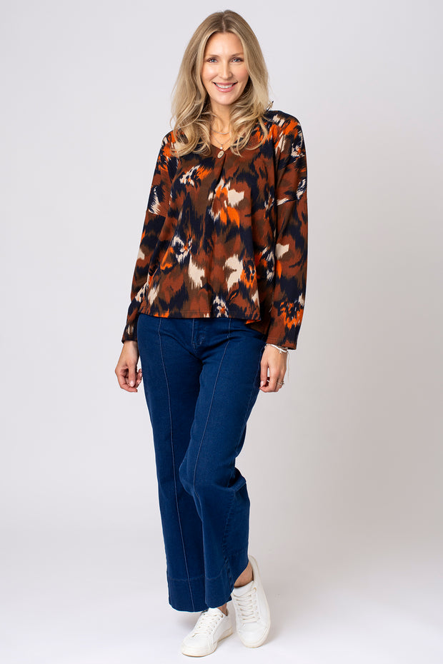 Button Pleat Brushed Top