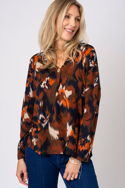 Button Pleat Brushed Top