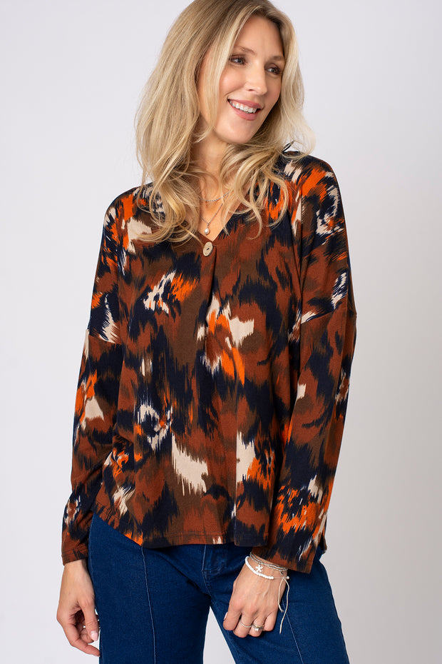 Button Pleat Brushed Top