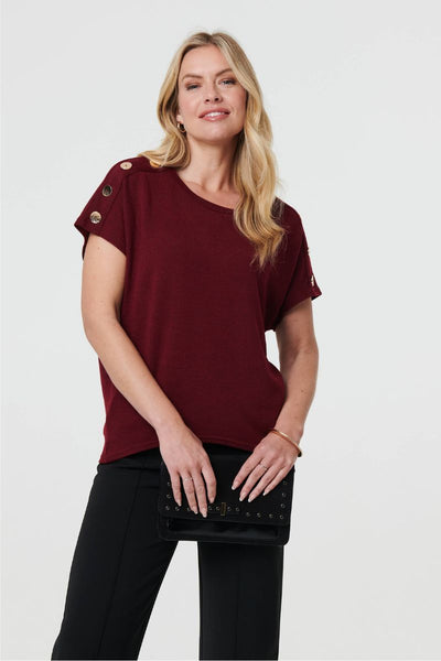 Button Shoulder Cut and Sew Tee