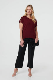 Button Shoulder Cut and Sew Tee