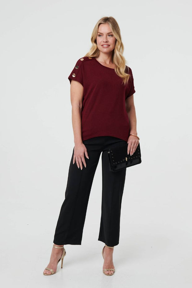 Button Shoulder Cut and Sew Tee