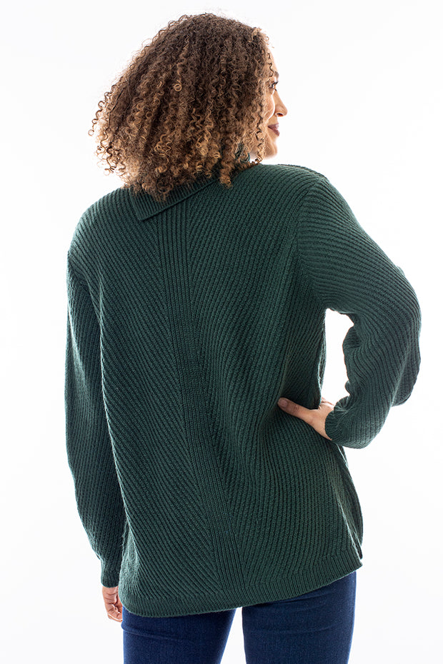 Button split roll neck jumper