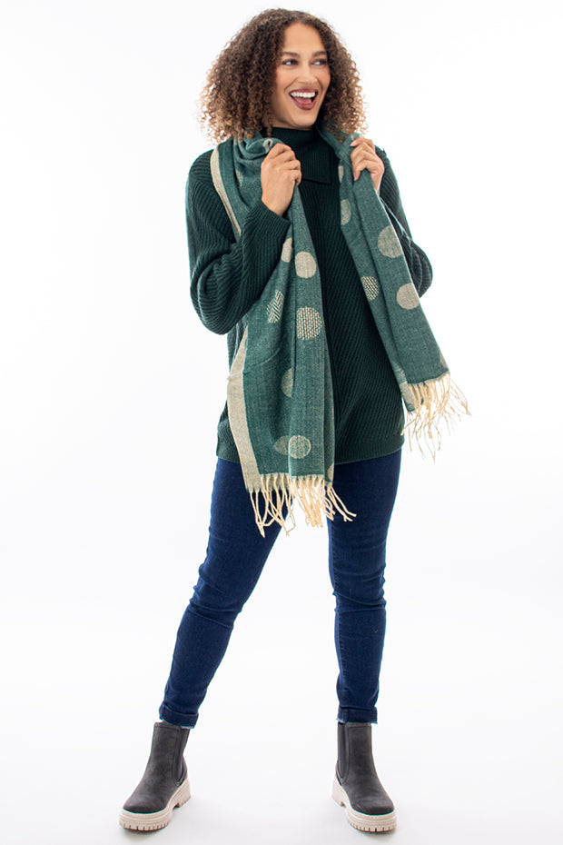 Button split roll neck jumper