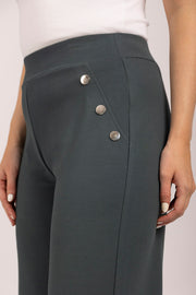 Button Detail Wide Leg Trousers