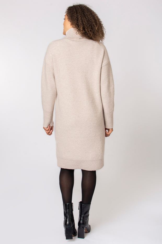 Cable Front Roll Neck Knitted Dress