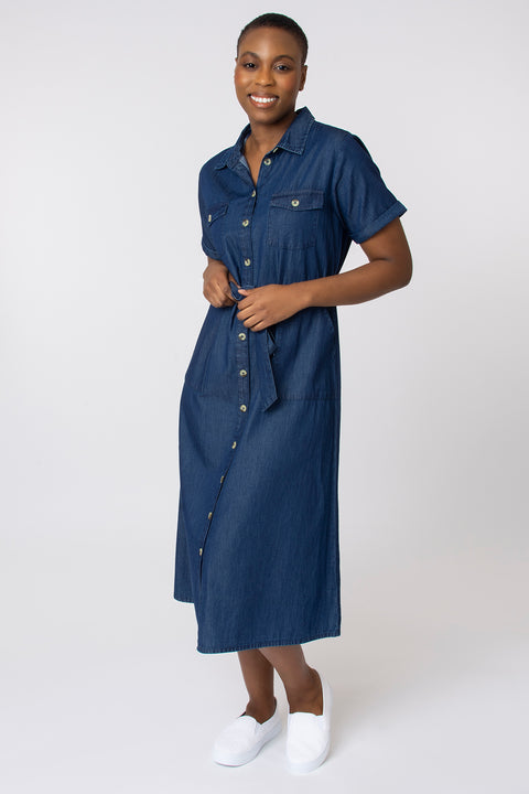 Chambray utility dress