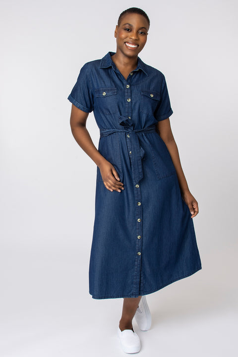 Chambray utility dress