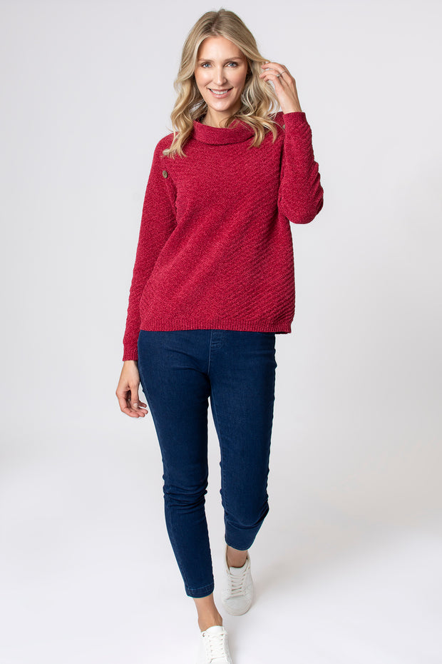 Chenille Button Raglan Jumper