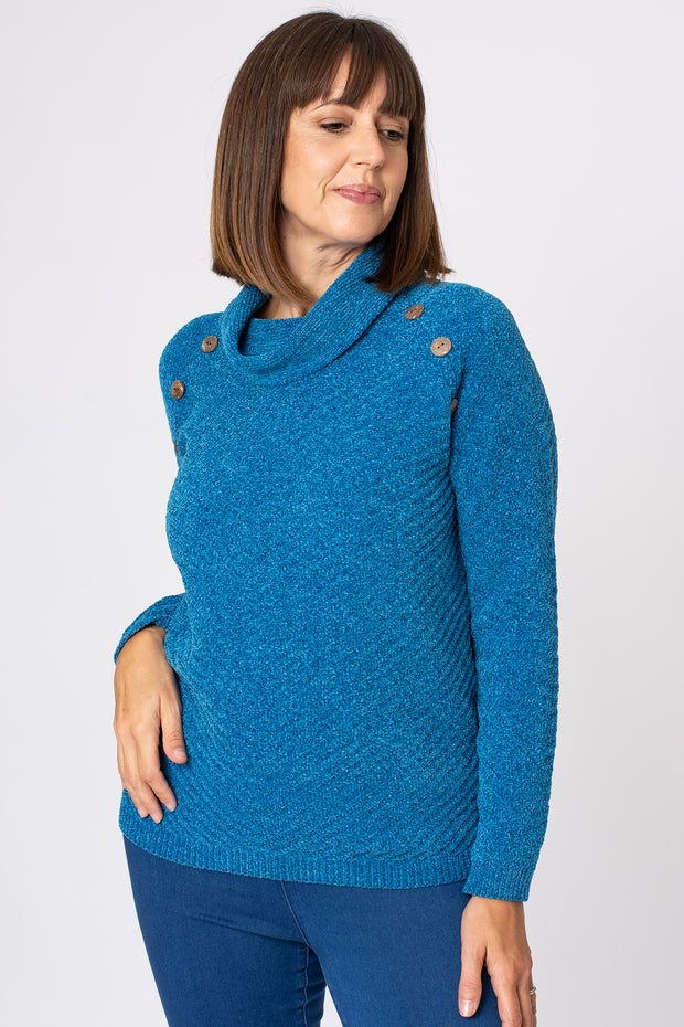 Chenille Button Raglan Jumper