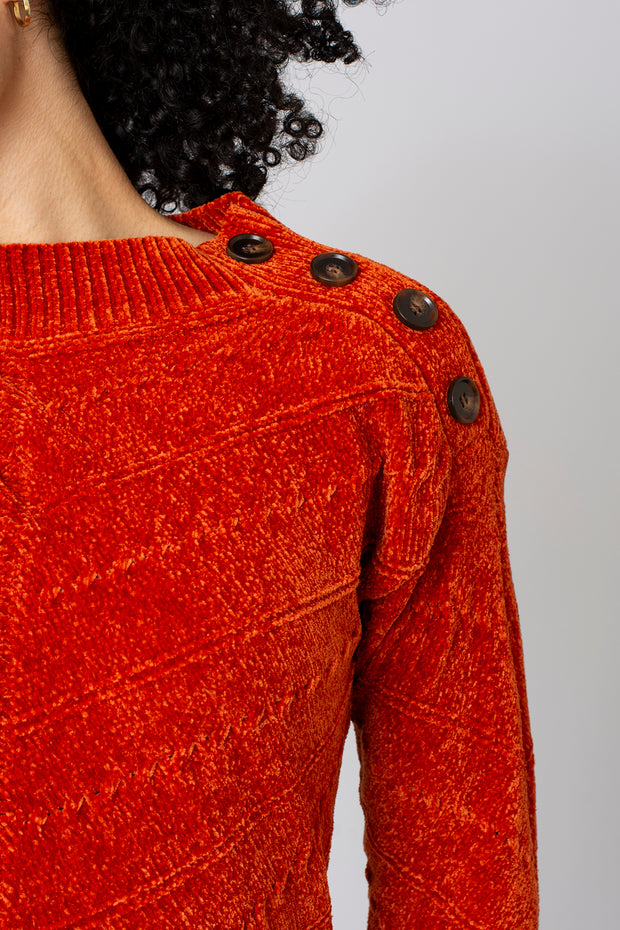 Chenille Button Shoulder Jumper