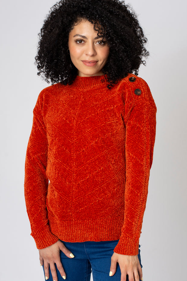 Chenille Button Shoulder Jumper