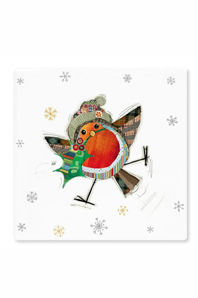 Xmas bug art robin coaster