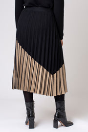 Colour Block Knitted Pleat Skirt