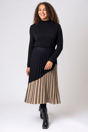 Colour Block Knitted Pleat Skirt