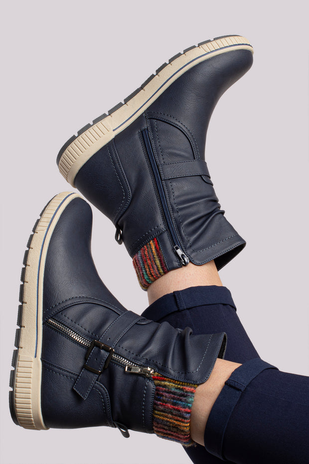 Colourful Stripe Detail Zip Boot