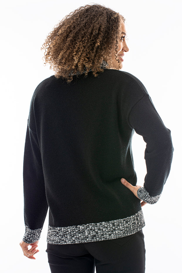 Contrast button neck jumper