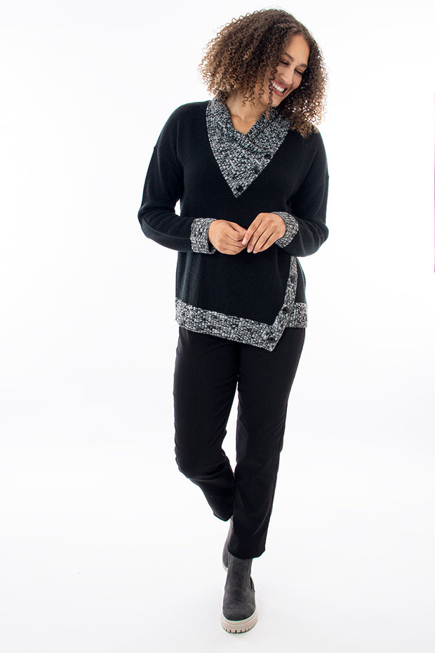 Contrast button neck jumper