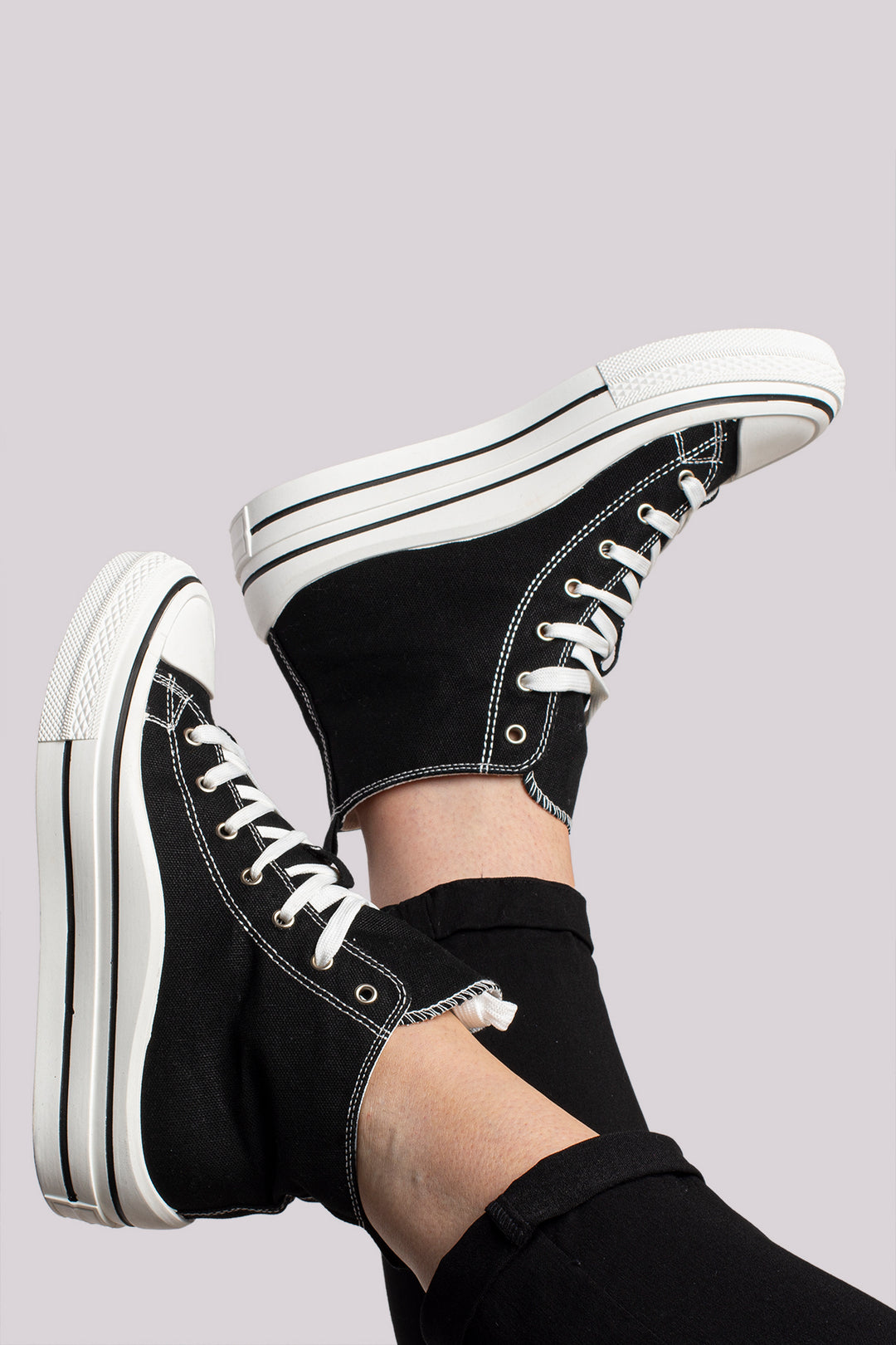 Contrast Canvas High Top Trainer The Stock Shop