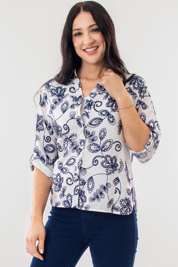 Contrast stitch embroidered shirt