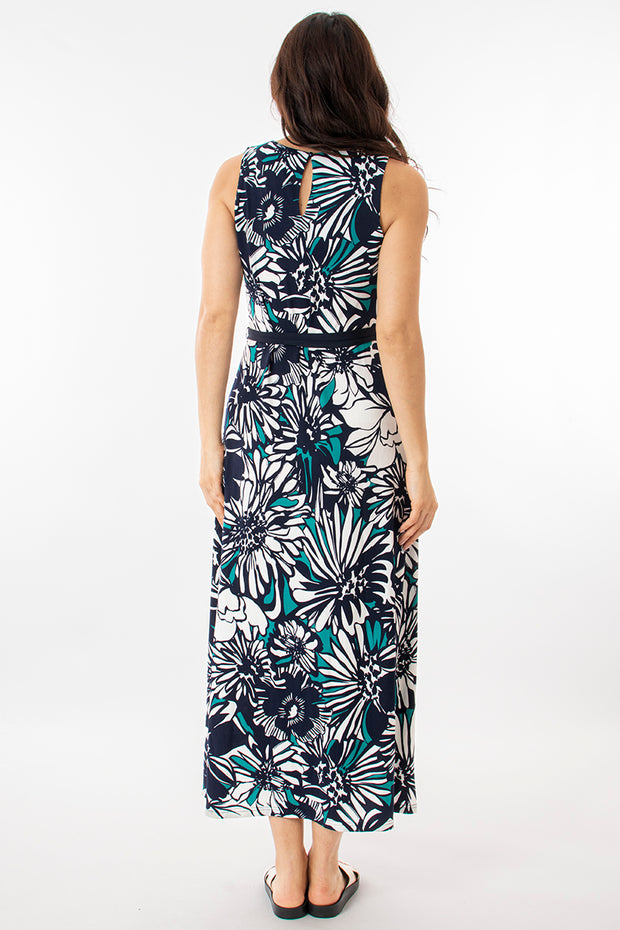 Contrast palm flower dress