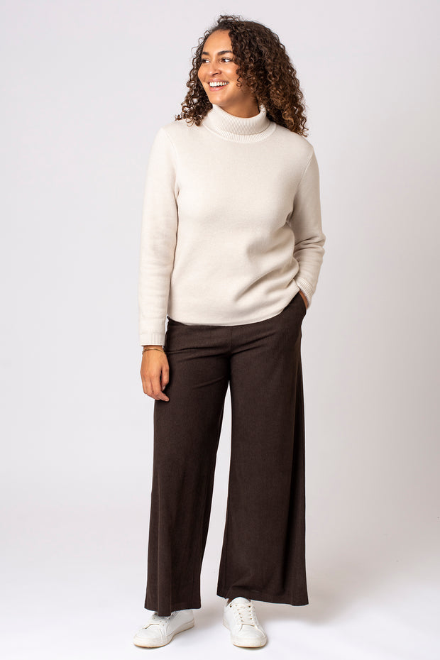 Cord Wide Leg Trouser - Brown