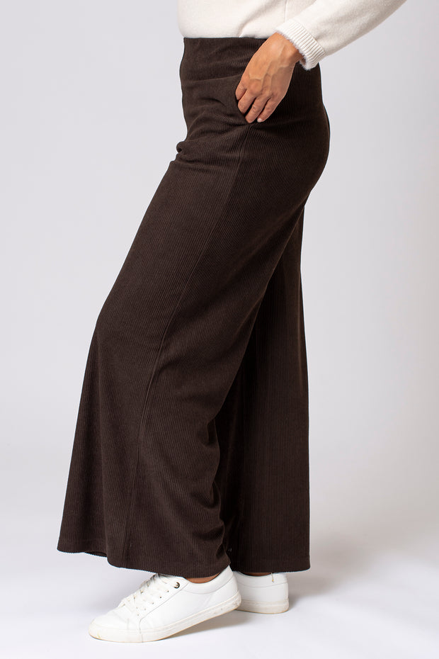 Cord Wide Leg Trouser - Brown