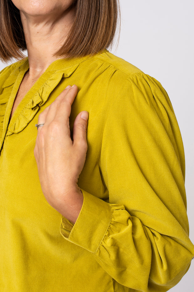 Cord-frill-notch-neck-acid-womens-stock-shop-shirt-detail