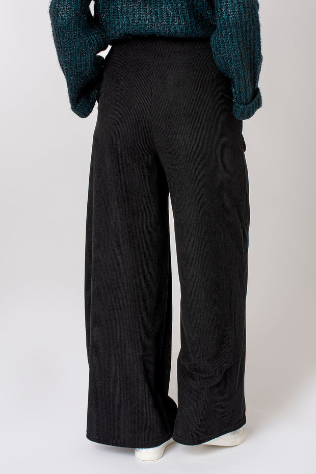 Cord Wide Leg Trouser - Black