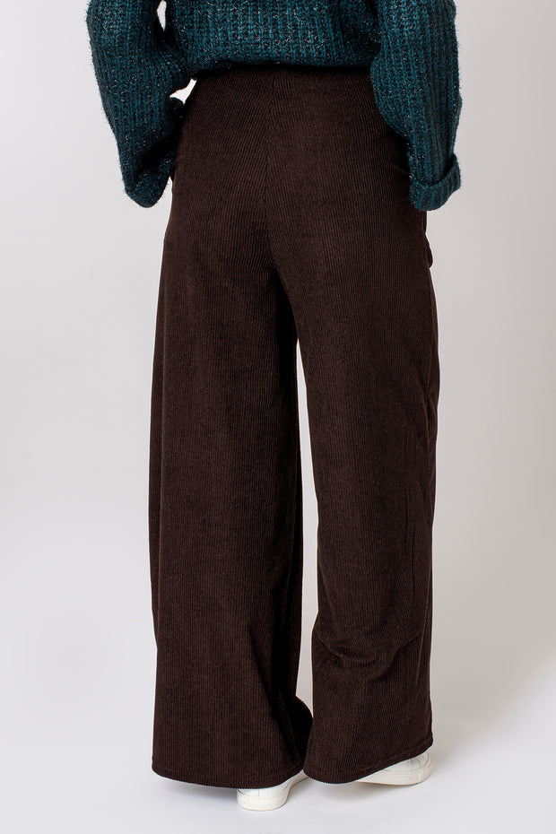 Cord Wide Leg Trouser - Brown