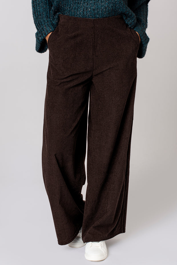 Cord Wide Leg Trouser - Brown