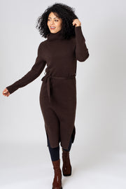 Cosy Neck Tie Detail Knitted Dress