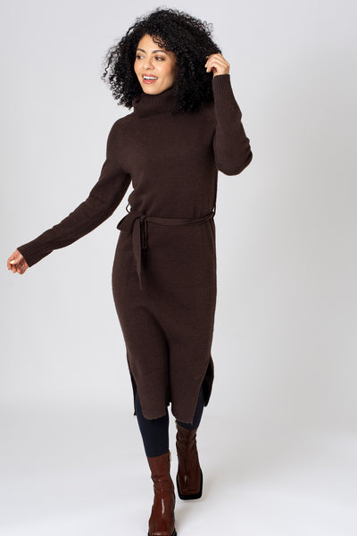Cosy Neck Tie Detail Knitted Dress