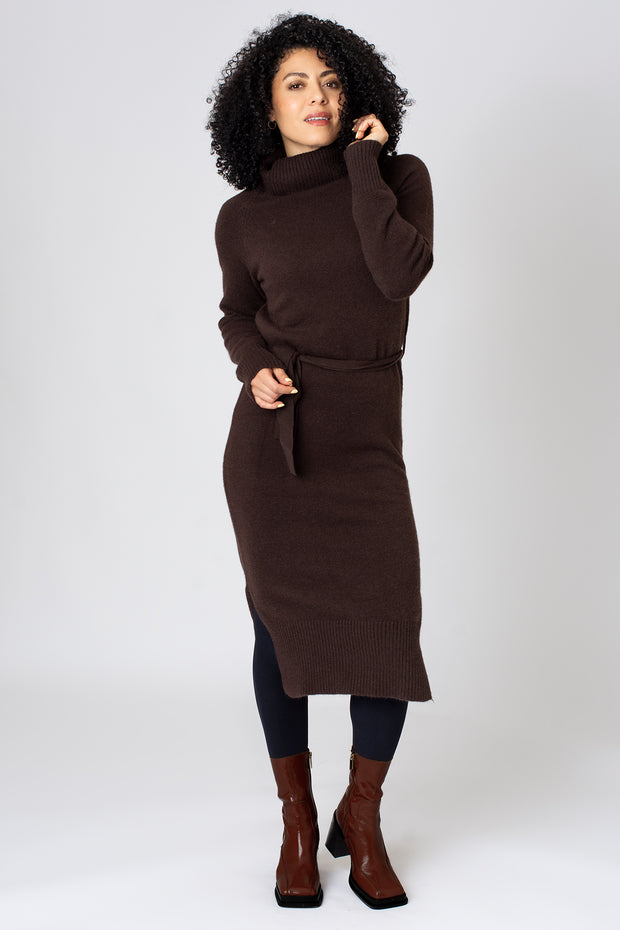 Cosy Neck Tie Detail Knitted Dress