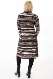Cowl neck stripe pocket dress