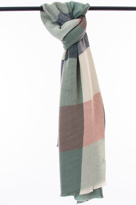 Crinkle soft touch colour block scarf