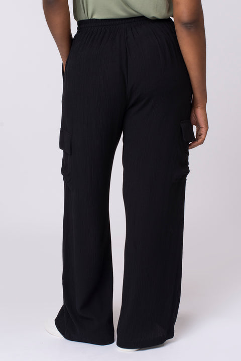 Crinkle utility wide leg trouser