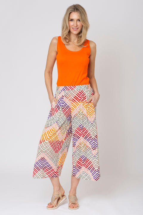 Earthy Aztec Printed Crinkle Culottes