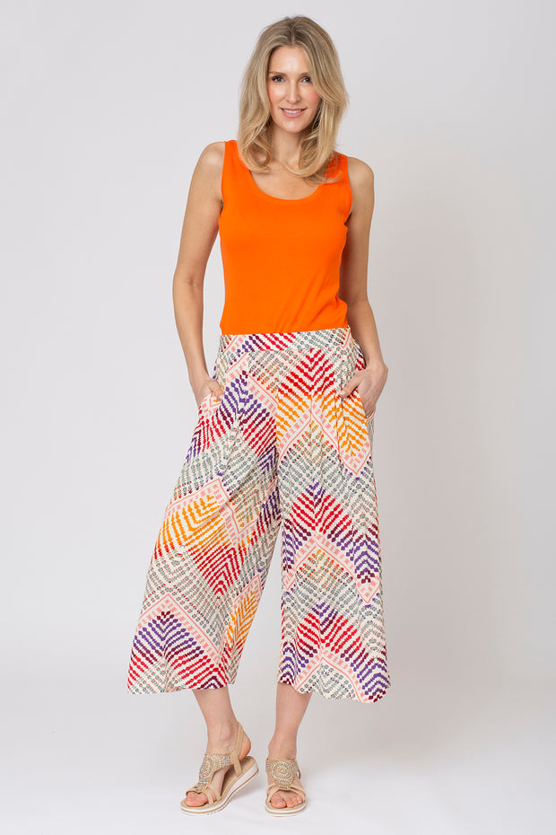 Earthy Aztec Printed Crinkle Culottes
