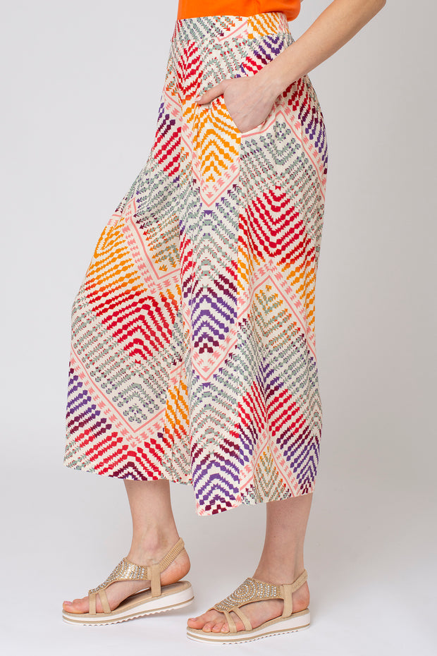 Earthy Aztec Printed Crinkle Culottes