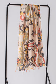 Earthy Floral Dot Tassel Scarf