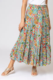 Earthy Paisley Tiered Skirt