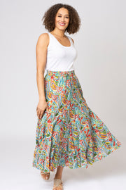Earthy Paisley Tiered Skirt