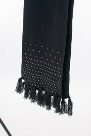 Embellished tassel detail knit scarf